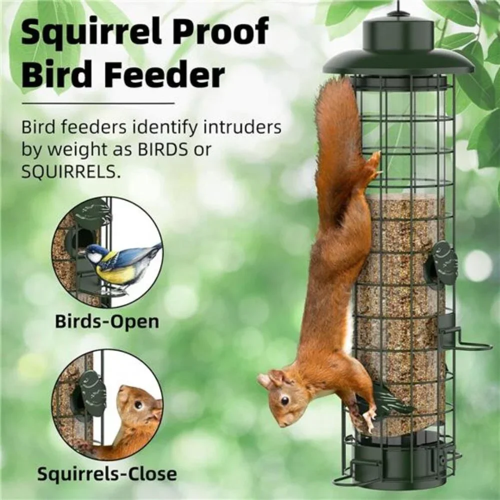 Squirrel Proof Bird Feeder,Metal Mesh Bird Feeders for Outdoors Hanging,Gravity